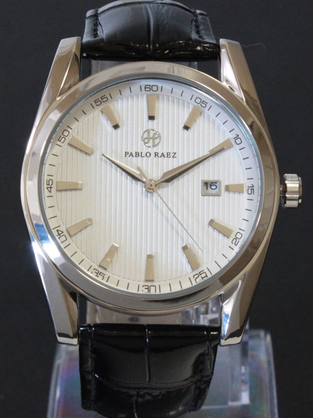 Men's Contemporary Dress Textured Dial Raised Indices Date Complication 41mm - Picture 3 of 10